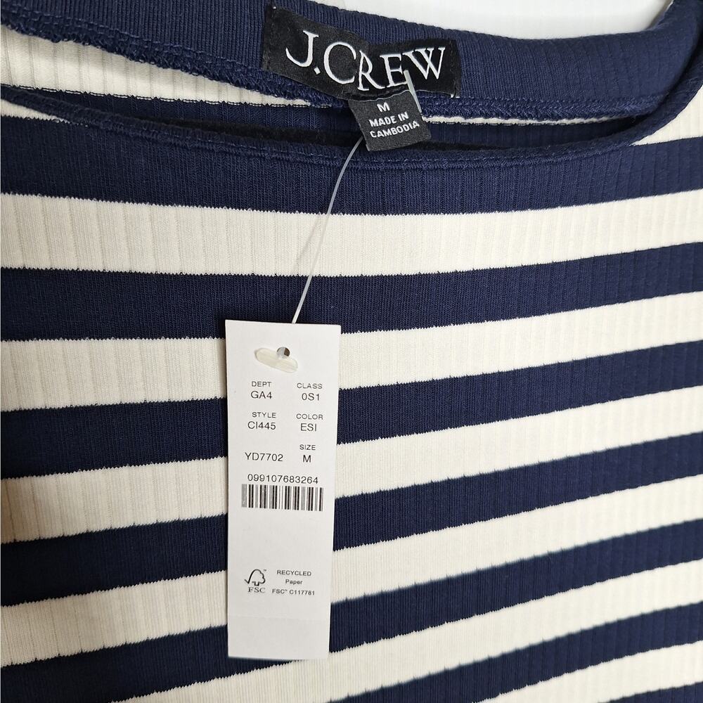 J. Crew Knit Boatneck Midi Maxi Dress Striped Ribbed Medium Nautical Preppy NEW - Picture 6 of 11